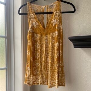 Lucky Brand Yellow Floral Lace Tank Top
